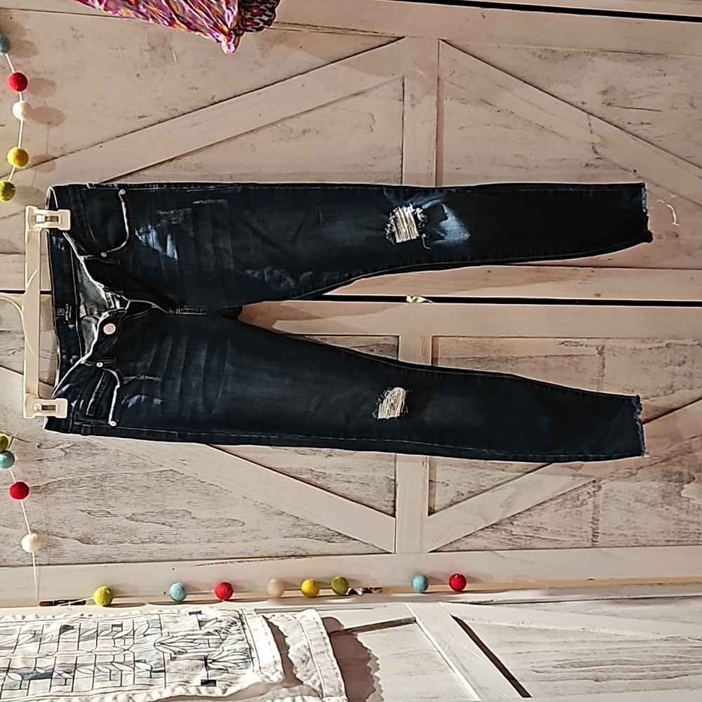 JUSTBLACK womens skinny jeans size 27. MADE IN 🇺🇸 dark denim blue.